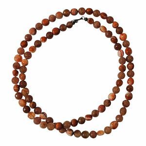 Agate Gemstone Necklace  Strand Faceted Beads Brown Orange Red A luxuriou